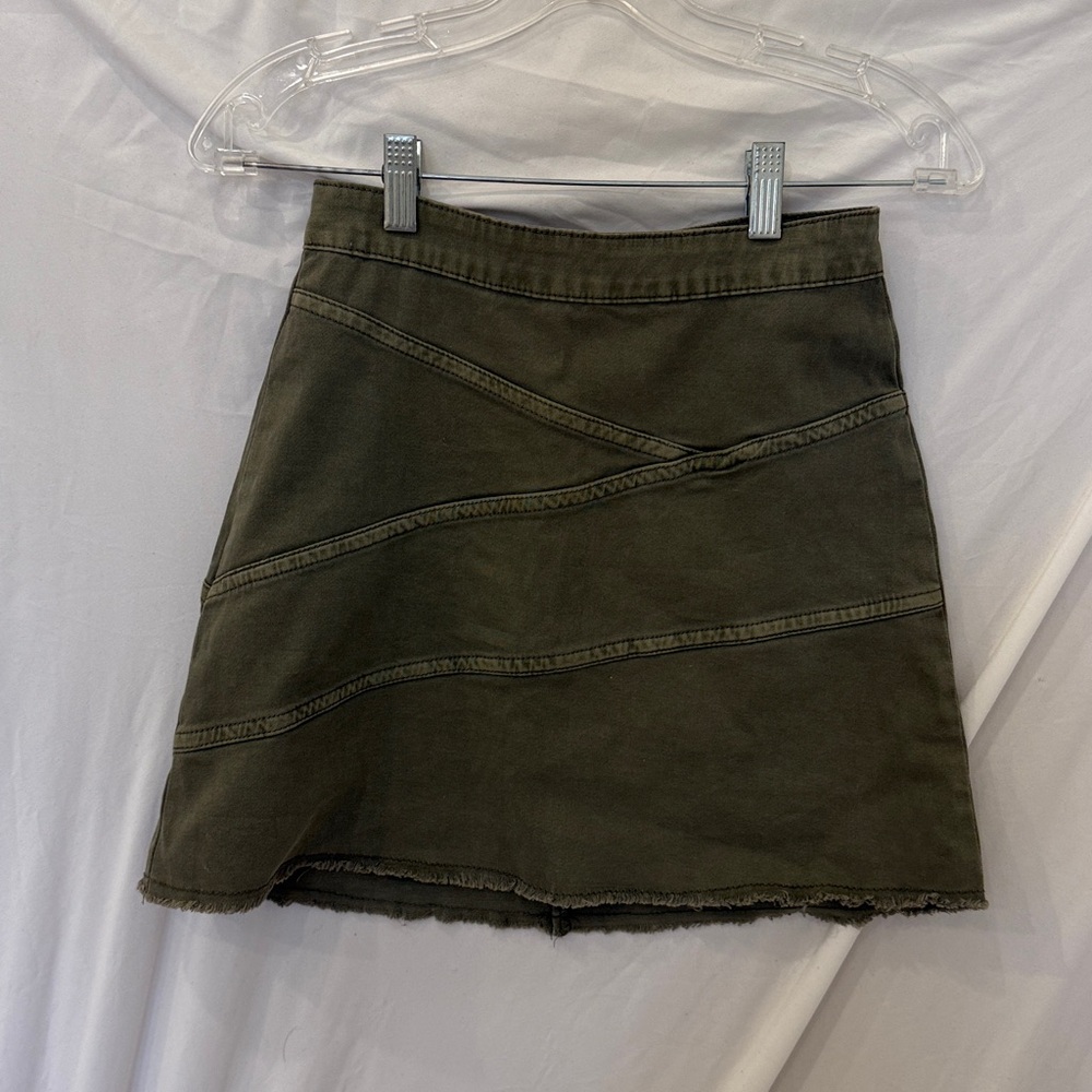 Mustard Seed Olive Green Mini Skirt